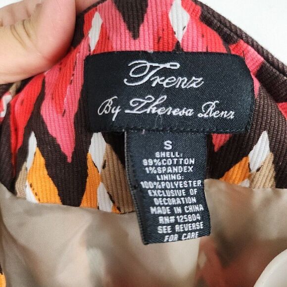 Trenz By Theresa Renz Chevron Print Open Front Corduroy Blazer Jacket Womens S - Picture 7 of 7